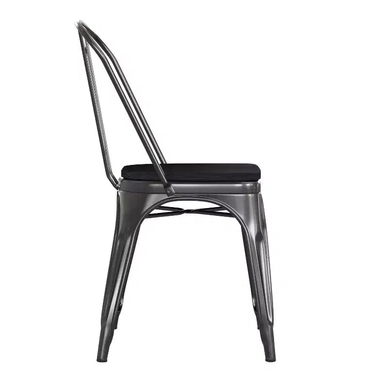 Flash Furniture Perry Chaise empilable en métal de qualité commerciale pour l'intérieur et l'extérieur avec assise en polystyrène tout temps