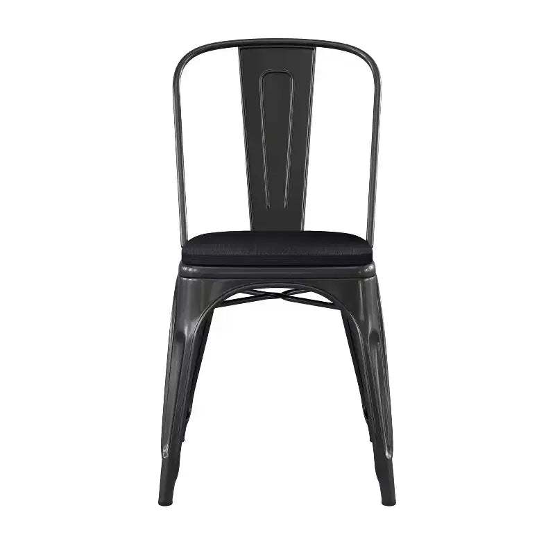 Flash Furniture Perry Chaise empilable en métal de qualité commerciale pour l'intérieur et l'extérieur avec assise en polystyrène tout temps