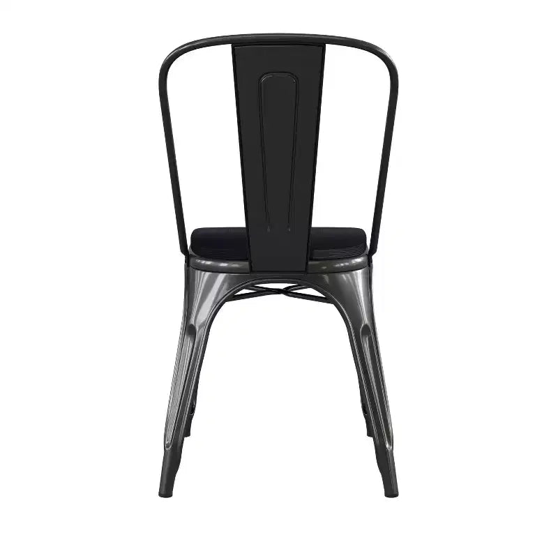 Flash Furniture Perry Chaise empilable en métal de qualité commerciale pour l'intérieur et l'extérieur avec assise en polystyrène tout temps