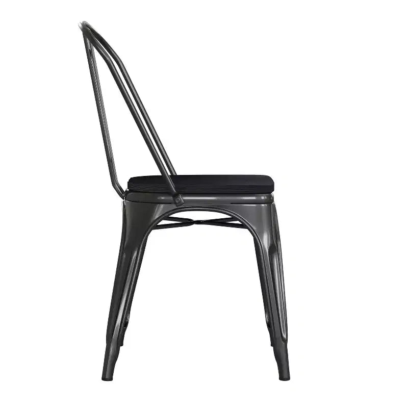 Flash Furniture Perry Chaise empilable en métal de qualité commerciale pour l'intérieur et l'extérieur avec assise en polystyrène tout temps
