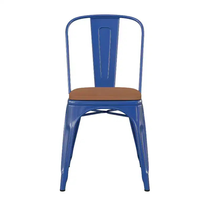 Flash Furniture Perry Chaise empilable en métal de qualité commerciale pour l'intérieur et l'extérieur avec assise en polystyrène tout temps