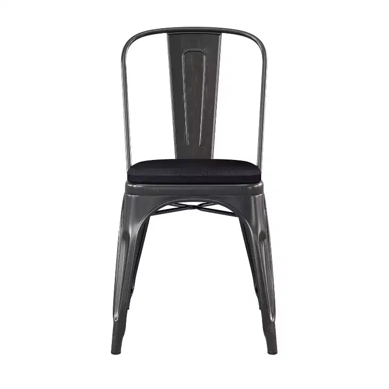 Flash Furniture Perry Chaise empilable en métal de qualité commerciale pour l'intérieur et l'extérieur avec assise en polystyrène tout temps