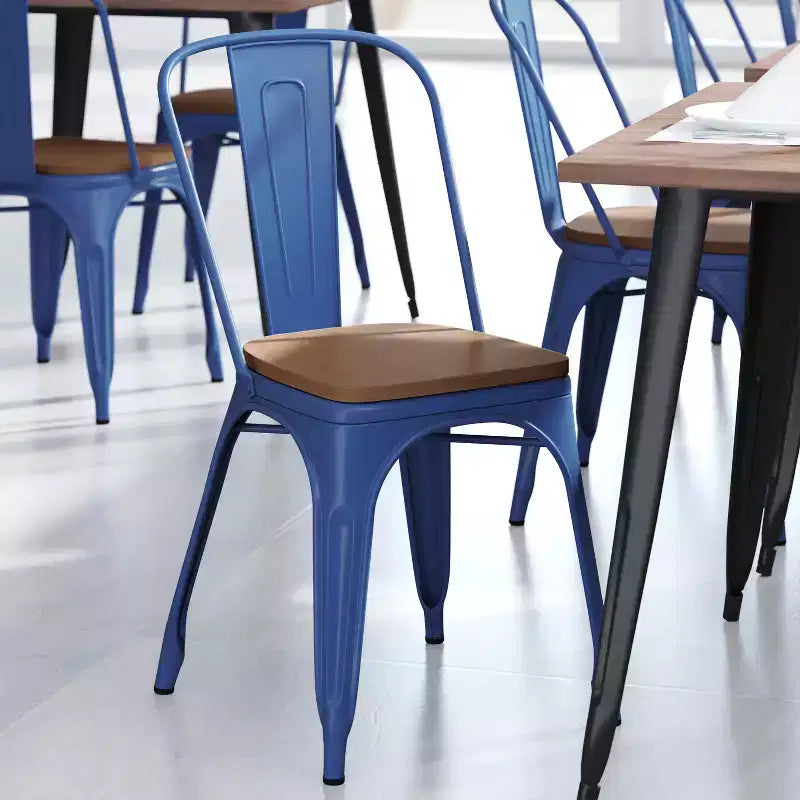 Flash Furniture Perry Chaise empilable en métal de qualité commerciale pour l'intérieur et l'extérieur avec assise en polystyrène tout temps