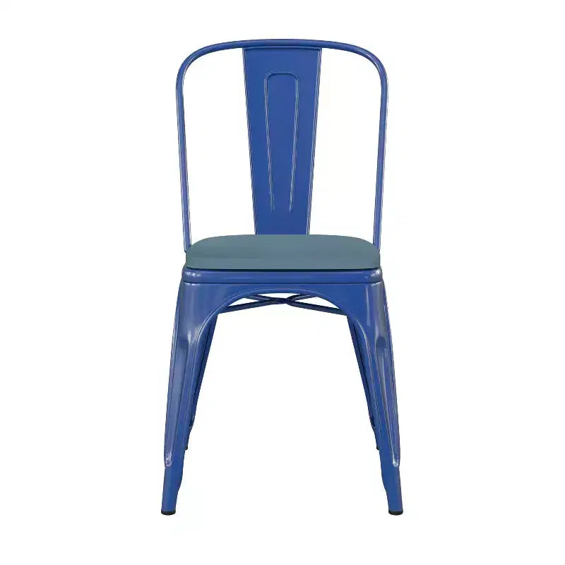 Flash Furniture Perry Chaise empilable en métal de qualité commerciale pour l'intérieur et l'extérieur avec assise en polystyrène tout temps