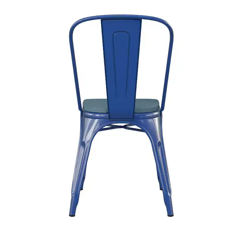 Flash Furniture Perry Chaise empilable en métal de qualité commerciale pour l'intérieur et l'extérieur avec assise en polystyrène tout temps