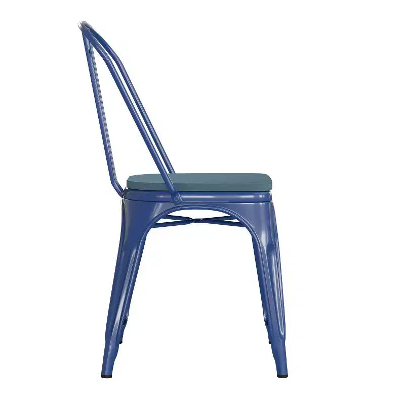 Flash Furniture Perry Chaise empilable en métal de qualité commerciale pour l'intérieur et l'extérieur avec assise en polystyrène tout temps