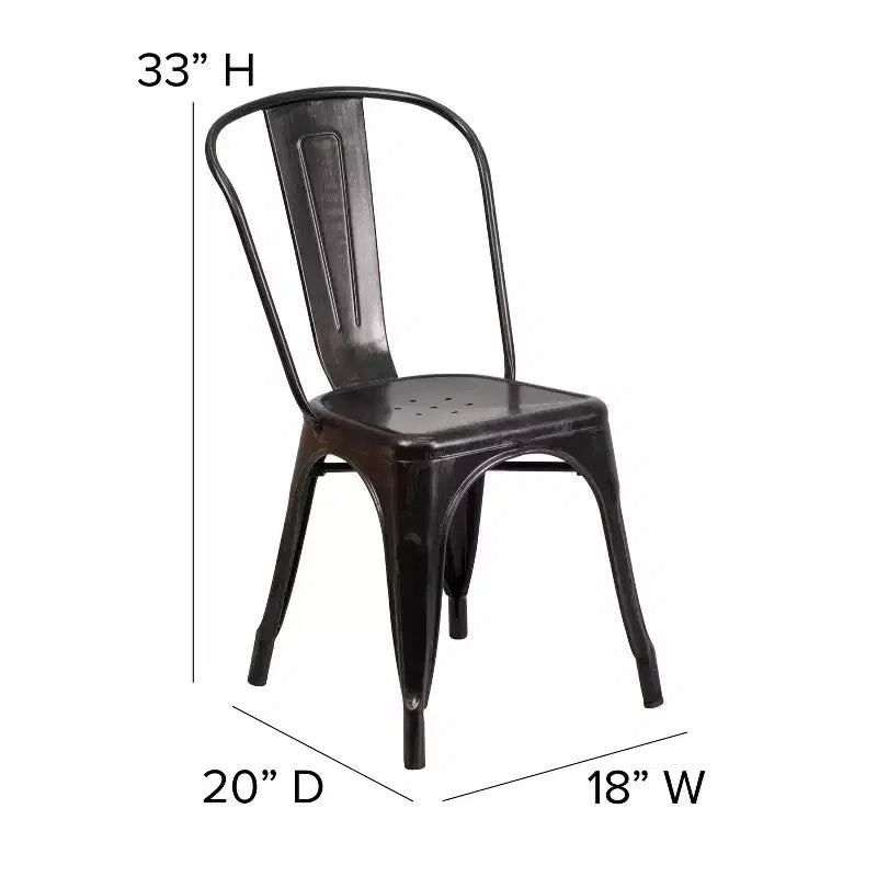Flash Furniture Perry Chaise empilable en métal de qualité commerciale pour l'intérieur et l'extérieur avec assise en polystyrène tout temps