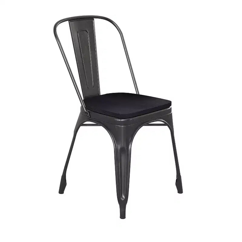 Flash Furniture Perry Chaise empilable en métal de qualité commerciale pour l'intérieur et l'extérieur avec assise en polystyrène tout temps