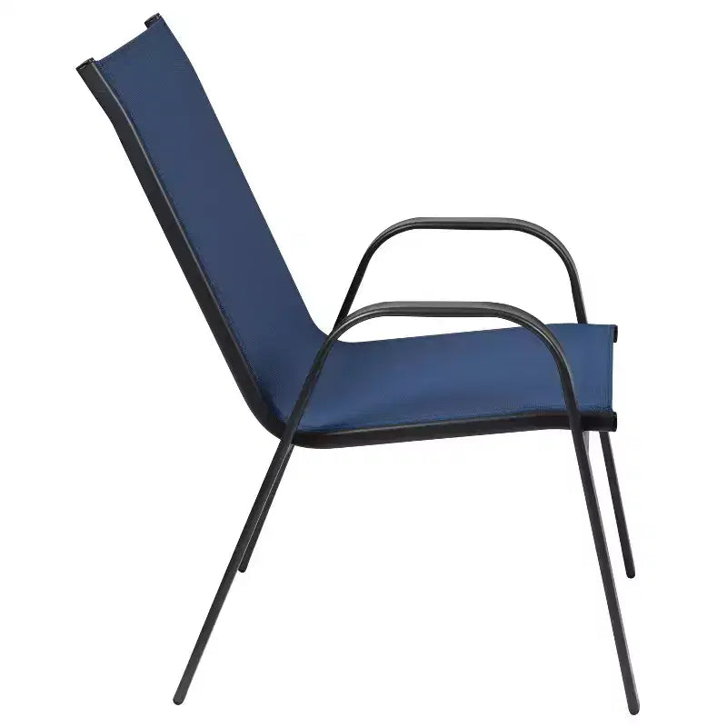 Chaise d'extérieur empilable Emma et Oliver (lot de 5), en matériau souple Flex Comfort, couleur bleu marine - Chaise empilable de patio