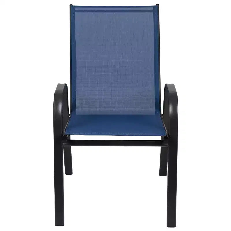 Chaise d'extérieur empilable Emma et Oliver (lot de 5), en matériau souple Flex Comfort, couleur bleu marine - Chaise empilable de patio