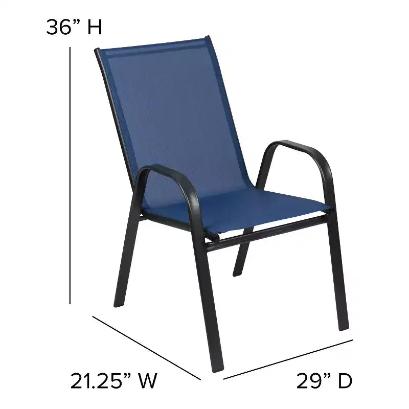 Chaise d'extérieur empilable Emma et Oliver (lot de 5), en matériau souple Flex Comfort, couleur bleu marine - Chaise empilable de patio