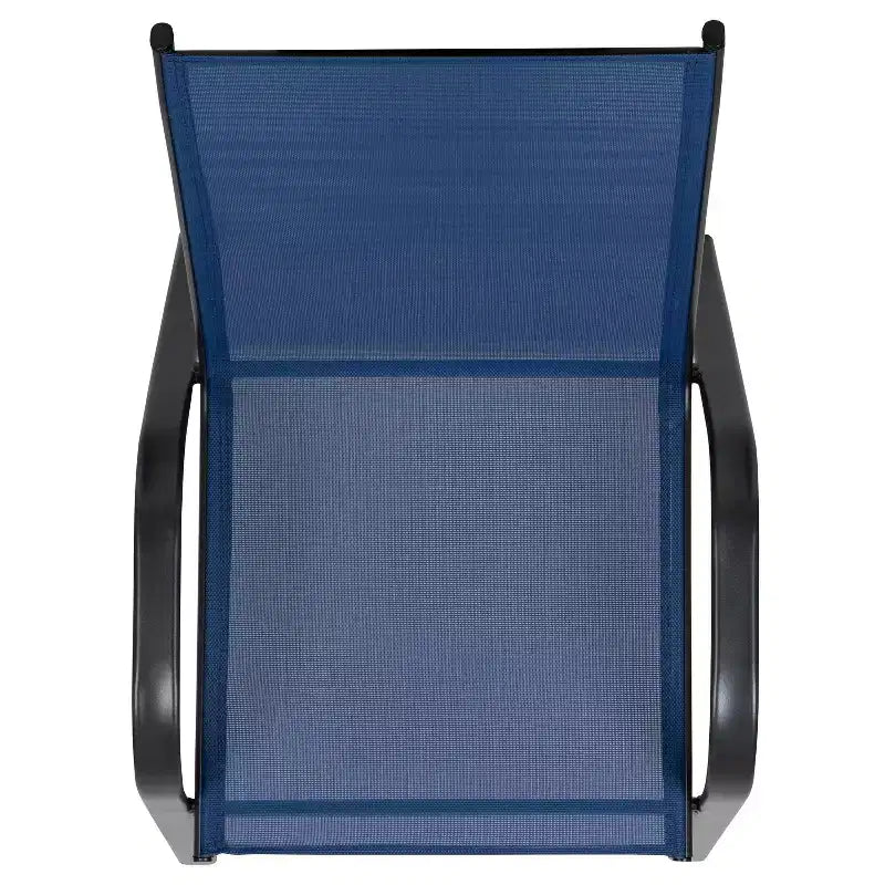 Chaise d'extérieur empilable Emma et Oliver (lot de 5), en matériau souple Flex Comfort, couleur bleu marine - Chaise empilable de patio