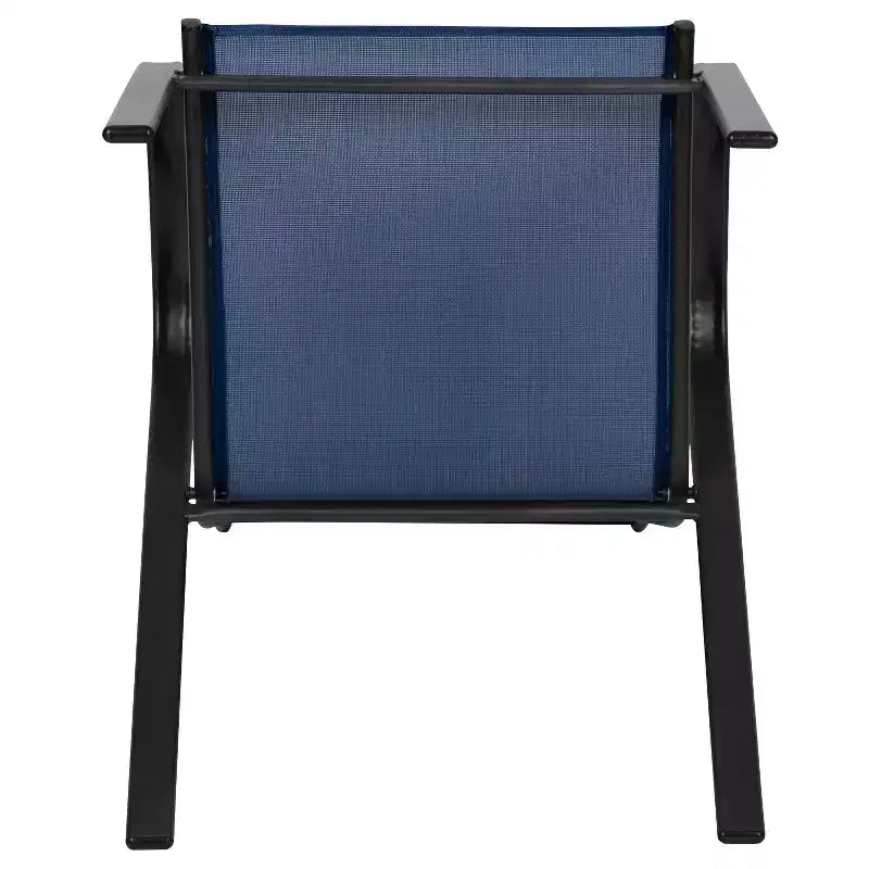 Chaise d'extérieur empilable Emma et Oliver (lot de 5), en matériau souple Flex Comfort, couleur bleu marine - Chaise empilable de patio