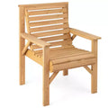 Costway Patio Fir Wood Chair Dining Inclined Backrest Garden Backyard Indoor Natural