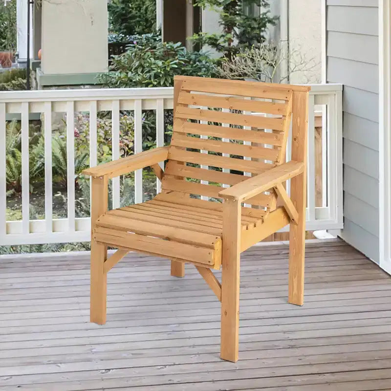 Chaise de patio Costway en bois de sapin avec dossier incliné, pour jardin ou intérieur, couleur naturelle