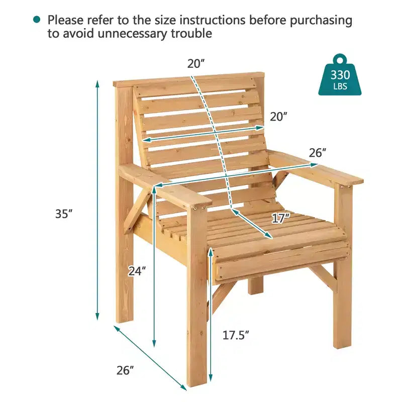 Chaise de patio Costway en bois de sapin avec dossier incliné, pour jardin ou intérieur, couleur naturelle
