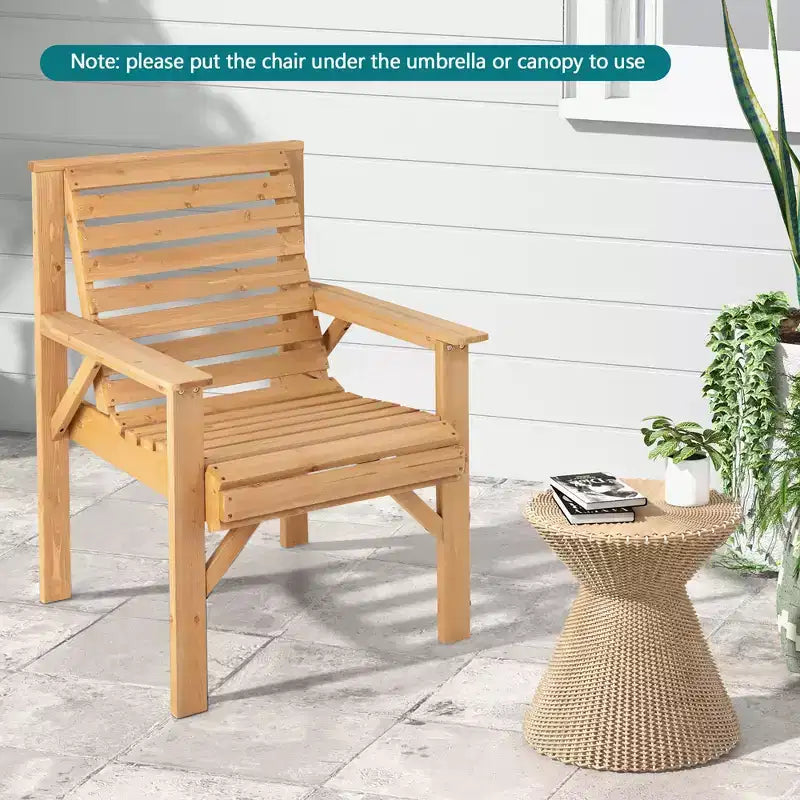 Chaise de patio Costway en bois de sapin avec dossier incliné, pour jardin ou intérieur, couleur naturelle