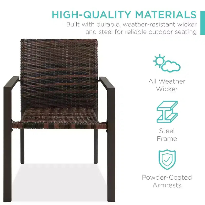 Best Choice Products Lot de 2 chaises en osier, mobilier de salle à manger extérieur empilable avec accoudoirs