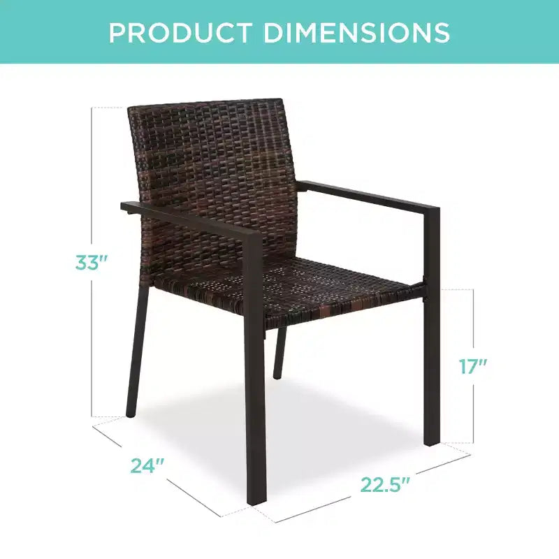 Best Choice Products Lot de 2 chaises en osier, mobilier de salle à manger extérieur empilable avec accoudoirs