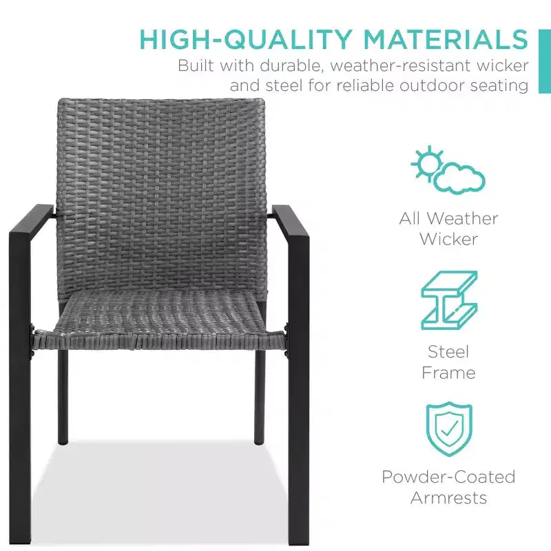Best Choice Products Lot de 2 chaises en osier, mobilier de salle à manger extérieur empilable avec accoudoirs