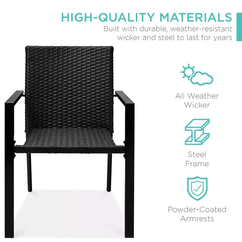 Best Choice Products Lot de 2 chaises en osier, mobilier de salle à manger extérieur empilable avec accoudoirs