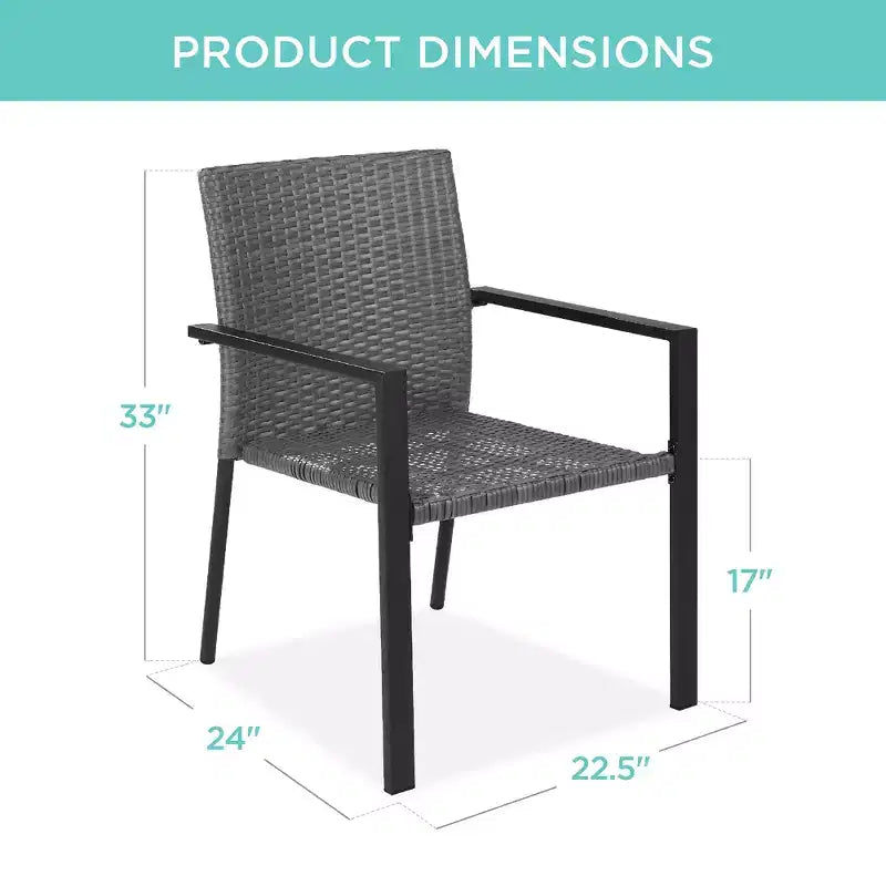 Best Choice Products Lot de 2 chaises en osier, mobilier de salle à manger extérieur empilable avec accoudoirs