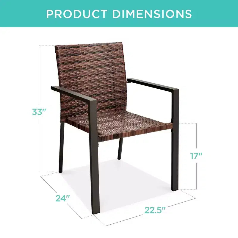 Best Choice Products Lot de 2 chaises en osier, mobilier de salle à manger extérieur empilable avec accoudoirs