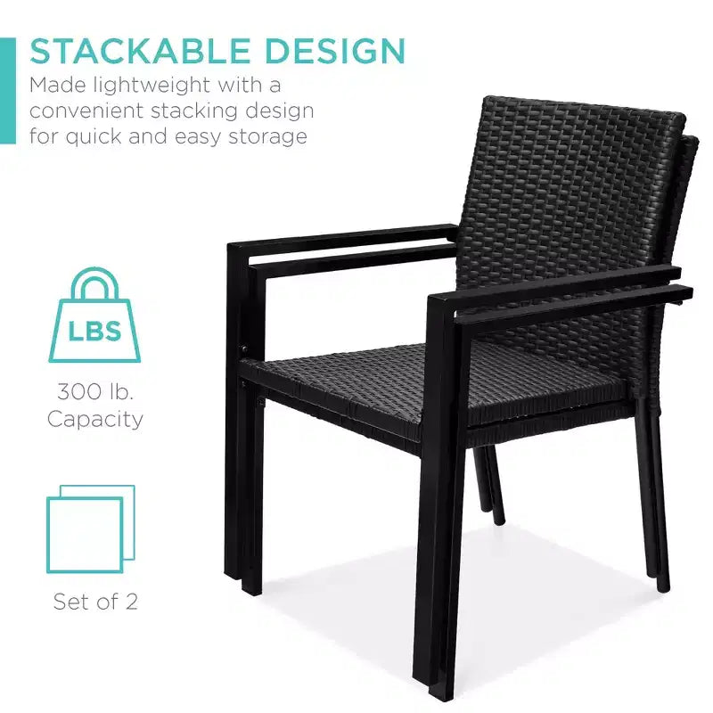 Best Choice Products Lot de 2 chaises en osier, mobilier de salle à manger extérieur empilable avec accoudoirs