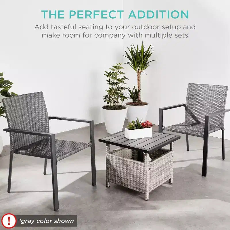 Best Choice Products Lot de 2 chaises en osier, mobilier de salle à manger extérieur empilable avec accoudoirs