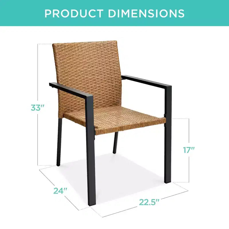 Best Choice Products Lot de 2 chaises en osier, mobilier de salle à manger extérieur empilable avec accoudoirs