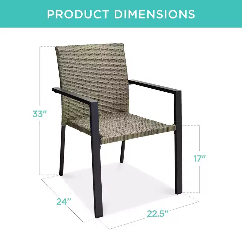 Best Choice Products Lot de 2 chaises en osier, mobilier de salle à manger extérieur empilable avec accoudoirs