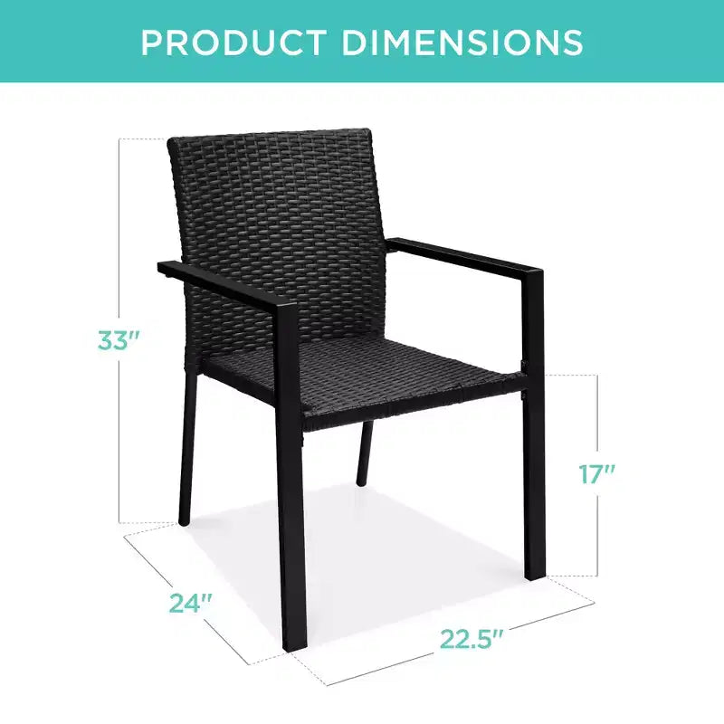 Best Choice Products Lot de 2 chaises en osier, mobilier de salle à manger extérieur empilable avec accoudoirs