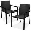 Best Choice Products Lot de 2 chaises en osier, mobilier de salle à manger extérieur empilable avec accoudoirs