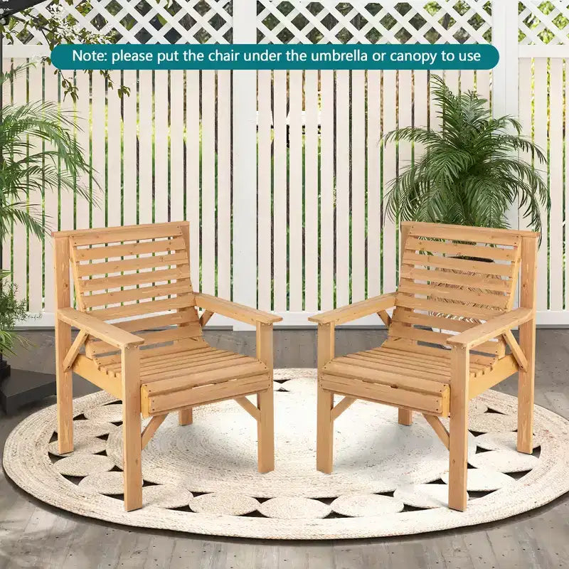 Costway Lot de 2 chaises de patio en bois de sapin, dossier incliné, jardin intérieur