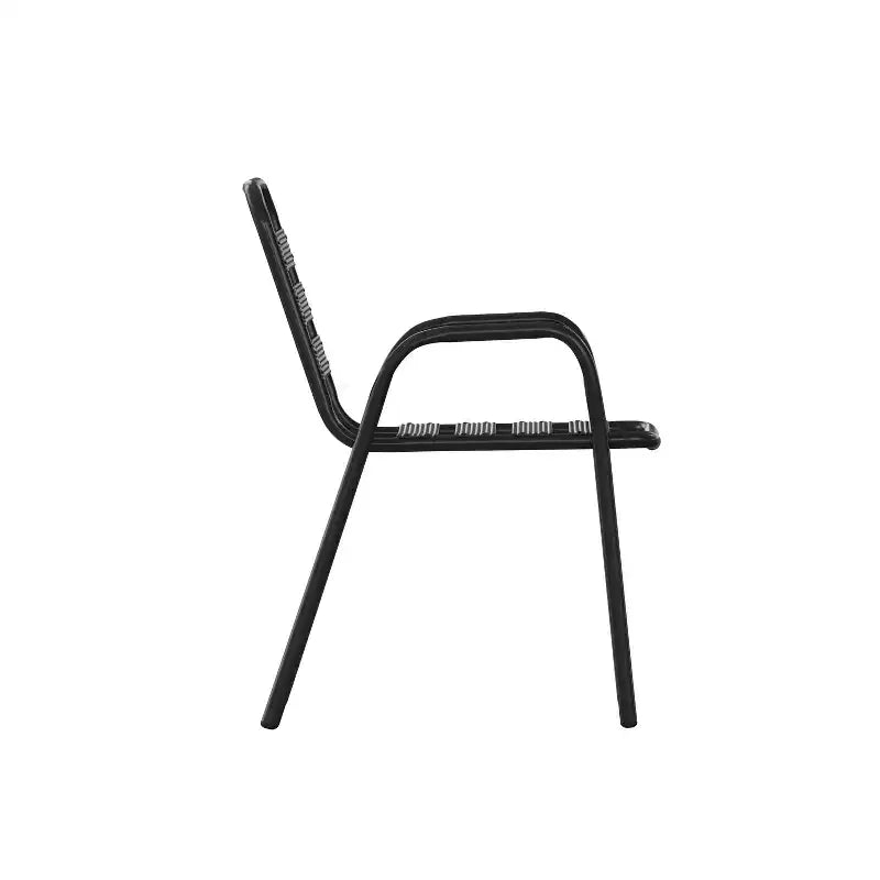 Chaise empilable de restaurant commerciale Flash Furniture Lila en métal, pour intérieur et extérieur, avec dossier et accoudoirs à triple latte métallique