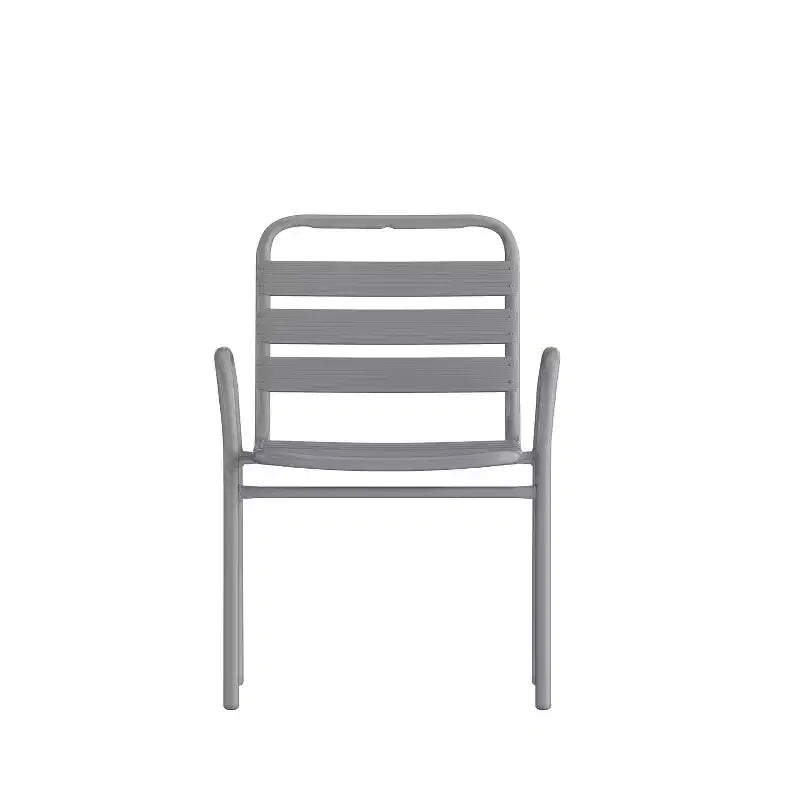 Chaise empilable de restaurant commerciale Flash Furniture Lila en métal, pour intérieur et extérieur, avec dossier et accoudoirs à triple latte métallique