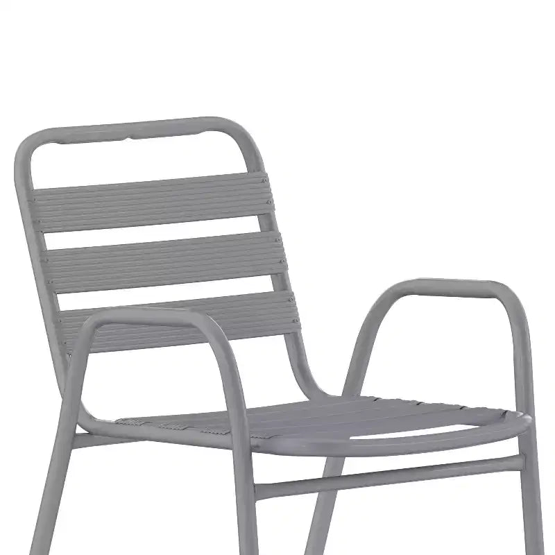 Chaise empilable de restaurant commerciale Flash Furniture Lila en métal, pour intérieur et extérieur, avec dossier et accoudoirs à triple latte métallique