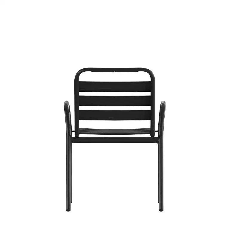 Chaise empilable de restaurant commerciale Flash Furniture Lila en métal, pour intérieur et extérieur, avec dossier et accoudoirs à triple latte métallique
