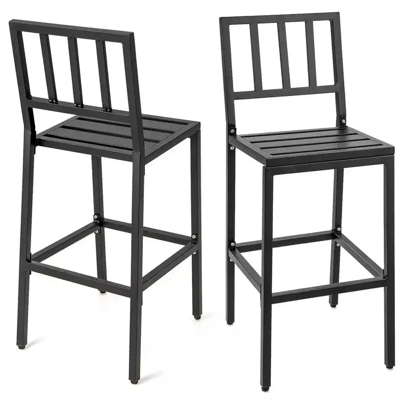 Costway Lot de 2 tabourets de bar en métal pour patio, chaises de salle à manger d'extérieur hauteur bar avec coussin