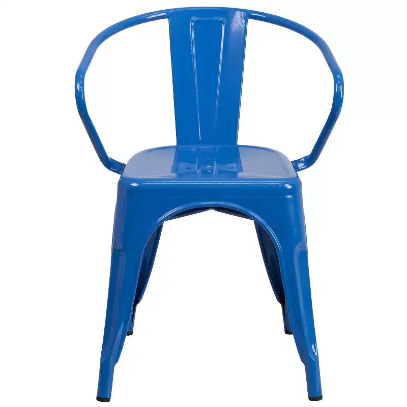 Chaise Emma et Oliver avec accoudoirs, en métal, qualité commerciale, lot de 4, pour l'intérieur et l'extérieur