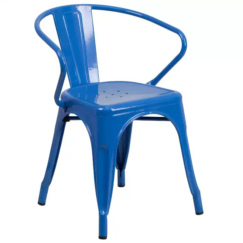 Chaise Emma et Oliver avec accoudoirs, en métal, qualité commerciale, lot de 4, pour l'intérieur et l'extérieur