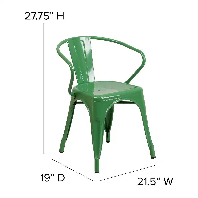Chaise Emma et Oliver avec accoudoirs, en métal, qualité commerciale, lot de 4, pour l'intérieur et l'extérieur