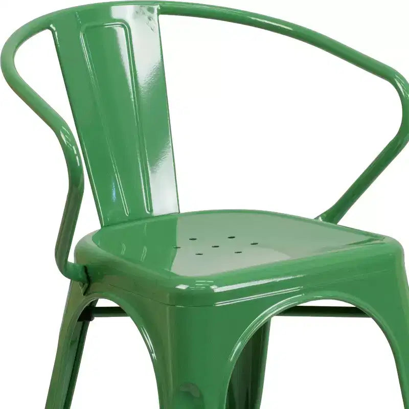 Chaise Emma et Oliver avec accoudoirs, en métal, qualité commerciale, lot de 4, pour l'intérieur et l'extérieur