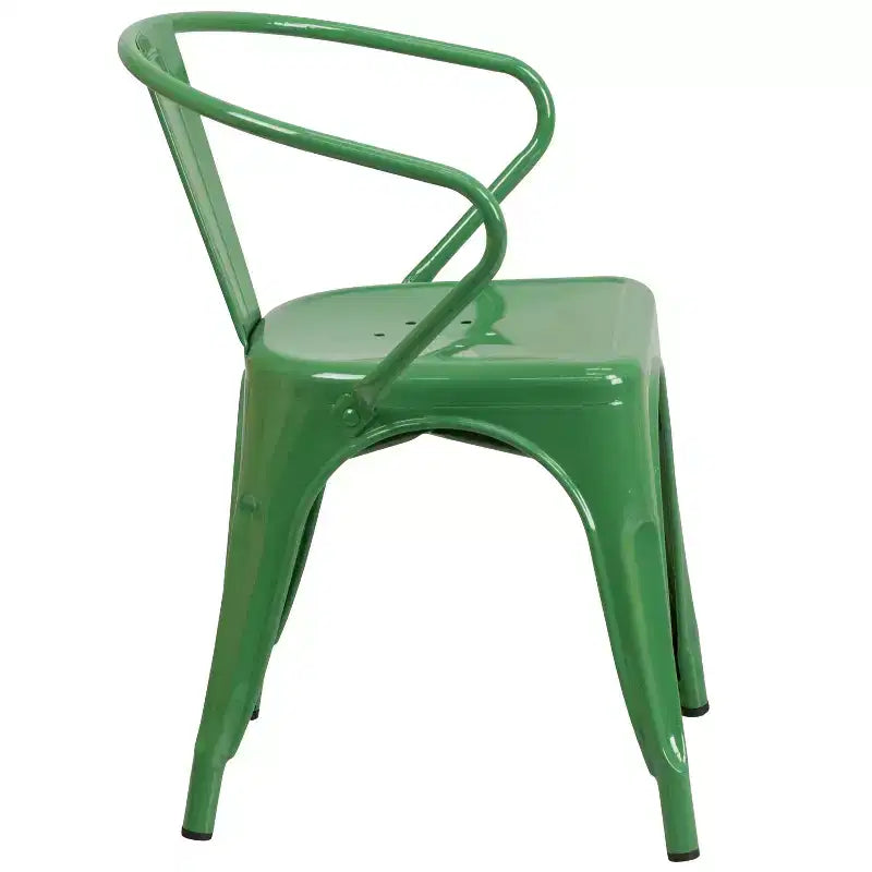 Chaise Emma et Oliver avec accoudoirs, en métal, qualité commerciale, lot de 4, pour l'intérieur et l'extérieur