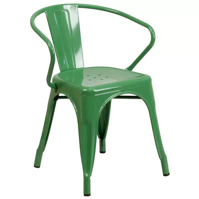 Chaise Emma et Oliver avec accoudoirs, en métal, qualité commerciale, lot de 4, pour l'intérieur et l'extérieur