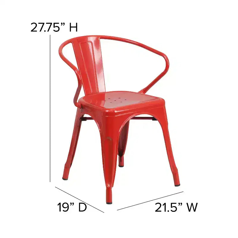 Chaise Emma et Oliver avec accoudoirs, en métal, qualité commerciale, lot de 4, pour l'intérieur et l'extérieur