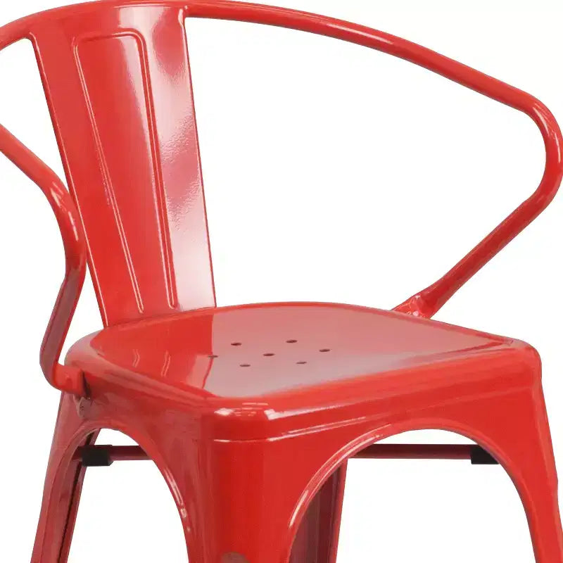 Chaise Emma et Oliver avec accoudoirs, en métal, qualité commerciale, lot de 4, pour l'intérieur et l'extérieur