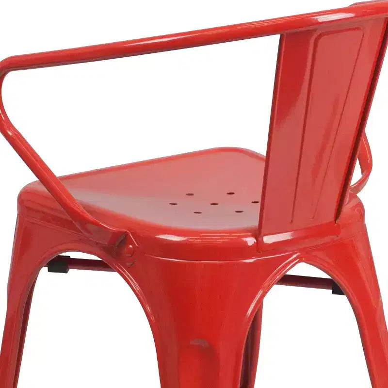 Chaise Emma et Oliver avec accoudoirs, en métal, qualité commerciale, lot de 4, pour l'intérieur et l'extérieur