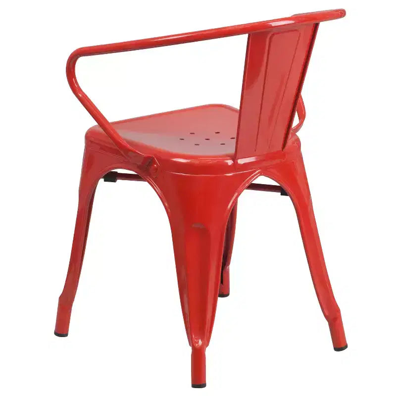 Chaise Emma et Oliver avec accoudoirs, en métal, qualité commerciale, lot de 4, pour l'intérieur et l'extérieur
