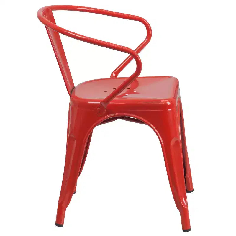 Chaise Emma et Oliver avec accoudoirs, en métal, qualité commerciale, lot de 4, pour l'intérieur et l'extérieur